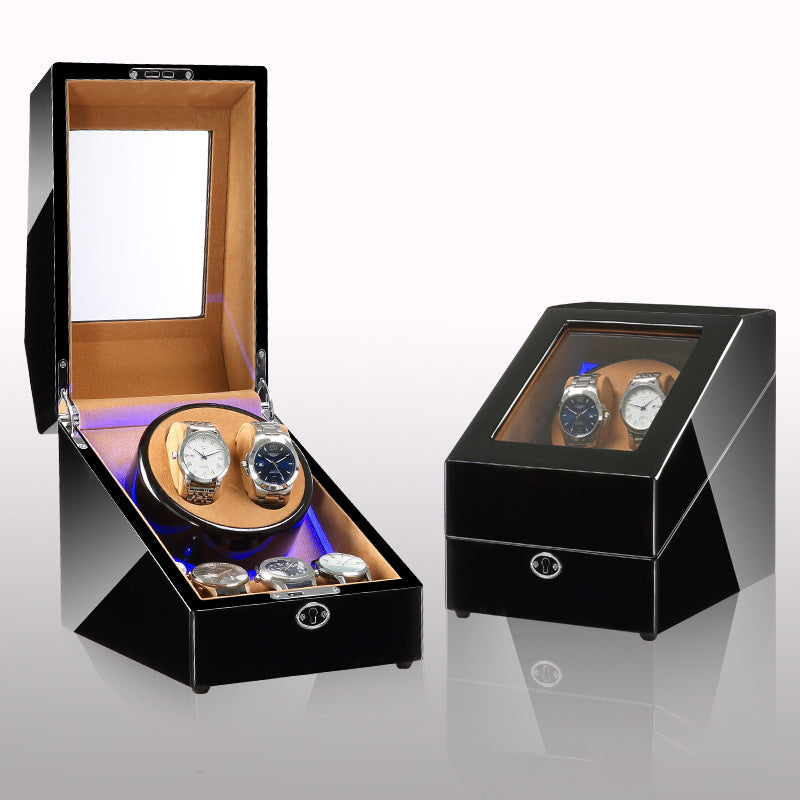 Watch winding box with lock.