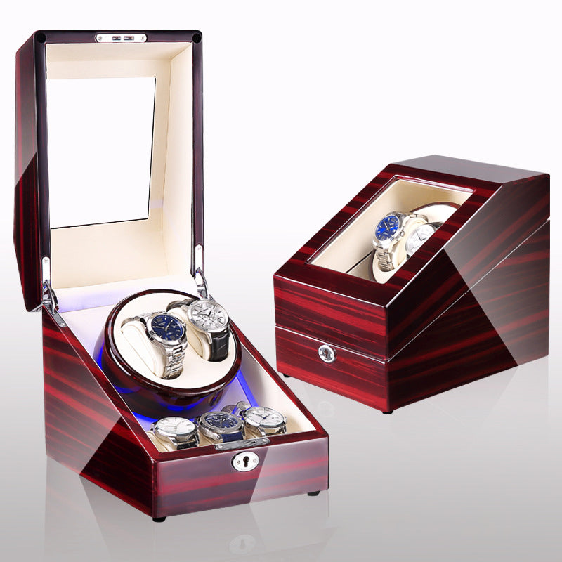 Watch winding box with lock.