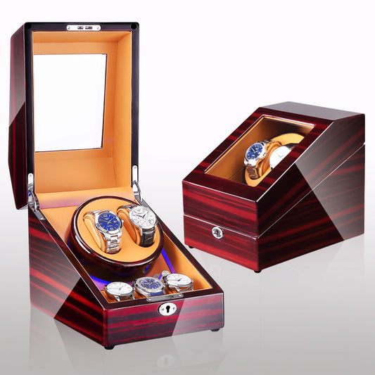 Watch winding box with lock.